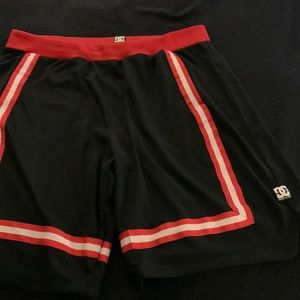 Men’s DC shoes shorts, 2X, blue with red and white strips. Two pockets